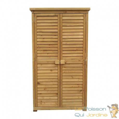 Armoire de jardin en bois d'épicéa avec portes à lamelles 870x465x1600mm et toit bitumé