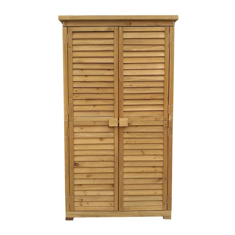 Armoire de jardin en bois d'épicéa avec portes à lamelles 870x465x1600mm et toit bitumé