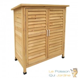 Armoire jardin Bois naturel Double porte Rangement Outil Remise Abri - Le  Poisson Qui Jardine