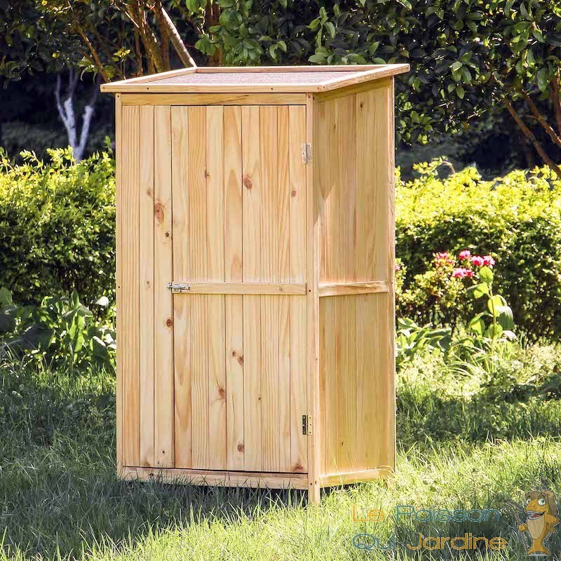 Armoire jardin Bois naturel Double porte Rangement Outil Remise Abri - Le  Poisson Qui Jardine