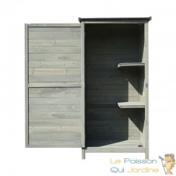 Armoire de jardin en bois vert avec toit plat et porte battante - Dimensions de 69,5x52x142 cm