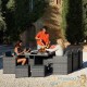 Salon de jardin GRIS 10 places avec 2 sets de housses + housse de protection