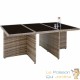 Salon de jardin marron naturel 10 places avec 2 sets de housses + housse de protection
