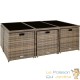 Salon de jardin marron naturel 10 places avec 2 sets de housses + housse de protection