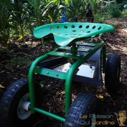 Siège de jardin à roues larges pour outils - Charge maximale de 150 kg