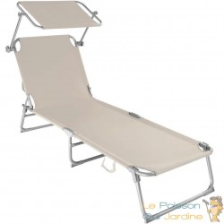 Transat acier beige pour un confort et une détente ultimes près de la piscine ou dans le jardin