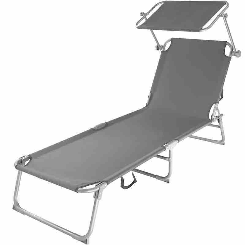 Transat acier gris pour un confort et une détente ultimes près de la piscine ou dans le jardin