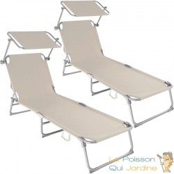 Transat acier beige pour un confort et une détente ultimes près de la piscine ou dans le jardin