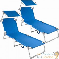 Transat acier bleu pour un confort et une détente ultimes près de la piscine ou dans le jardin