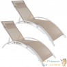 2 Transats ergonomiques acier beige. Une détente ultimes près de la piscine ou dans le jardin