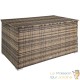 Très GRAND Coffre de jardin Marron Naturel en rotin synthétique 145cm 750 L