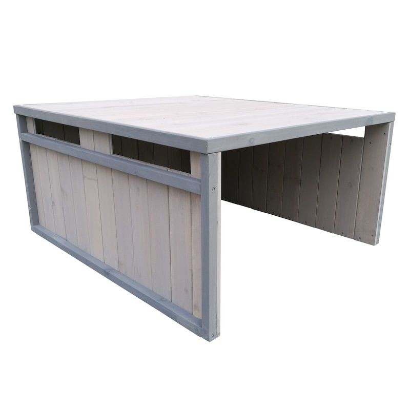 Cabane, carport ou garage pour robot tondeuse. En bois gris