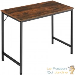 Table de bureau style industriel et loft en bois foncé 80 cm