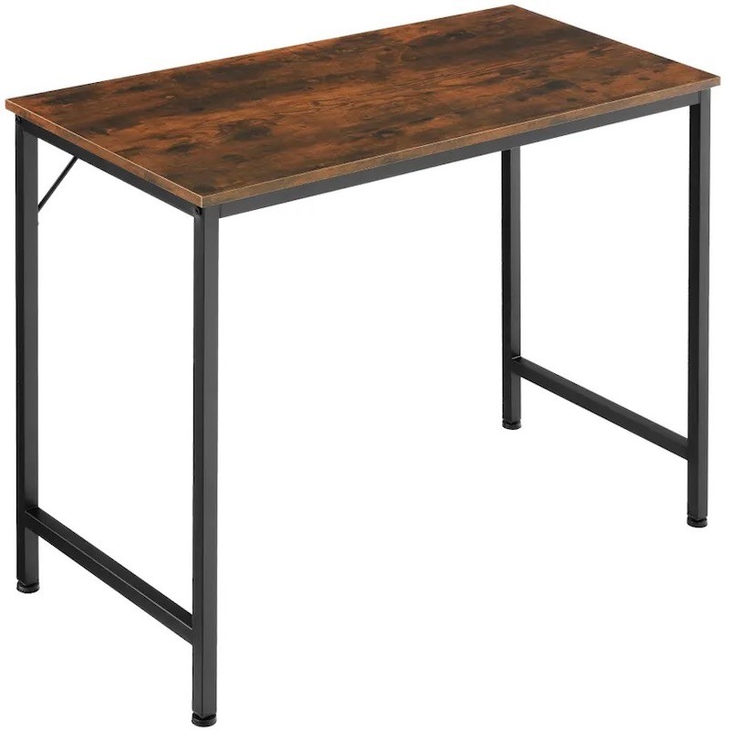 Table de bureau style industriel et loft en bois foncé 80 cm