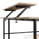 Bureau d'angle + tablette style industriel et loft en bois clair 140x130x76,5cm