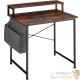Table de bureau avec étagère style industriel et loft en bois foncé 80 cm