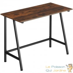 Table de bureau style industriel et loft en bois foncé 100 cm