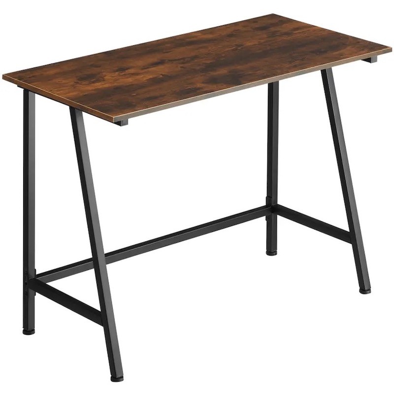 Table de bureau style industriel et loft en bois foncé 100 cm