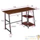 Table de bureau 2 étagères style industriel et loft en bois foncé 120 cm