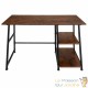 Table de bureau 2 étagères style industriel et loft en bois foncé 120 cm