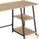 Table de bureau 2 étagères style industriel et loft en bois clair 120 cm