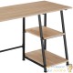 Table de bureau 2 étagères style industriel et loft en bois clair 120 cm