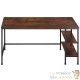 Table de bureau 2 étagères style industriel et loft en bois foncé 140 cm