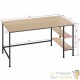 Table de bureau 2 étagères style industriel et loft en bois clair 140 cm