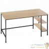 Table de bureau 2 étagères style industriel et loft en bois clair 140 cm