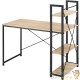 Table de bureau 3 étagères style industriel et loft en bois clair 122 cm