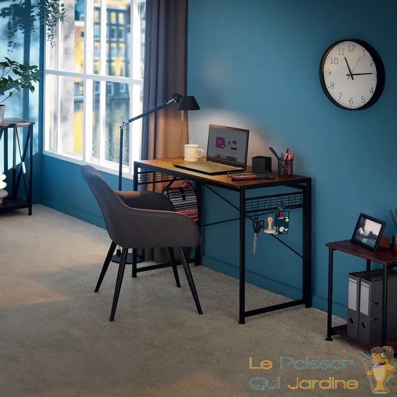 Bureau pliable style industriel - Longueur 100 cm - Marron