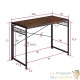 Table de bureau pliable style industriel et loft en bois foncé 102 cm
