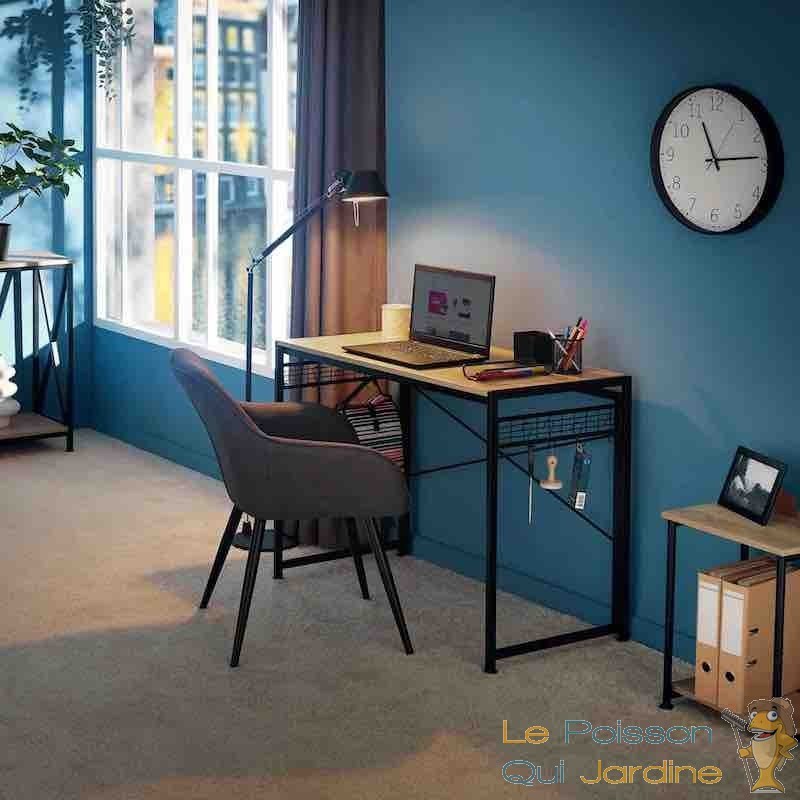 Bureau pliable style industriel - Longueur 80 cm - Marron