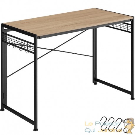 Table de bureau pliable style industriel et loft en bois clair 102 cm