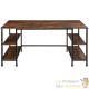 Table de bureau 4 étagères style industriel et loft en bois foncé 137 cm