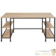 Table de bureau 4 étagères style industriel et loft en bois clair 137 cm