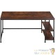 Bureau 2 étagères style industriel et loft en bois foncé 120 cm