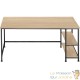 Bureau 2 étagères style industriel et loft en bois clair 120 cm