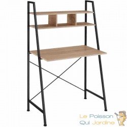 Bureau d'ordinateur 85cm X 46, style industriel et loft en bois clair