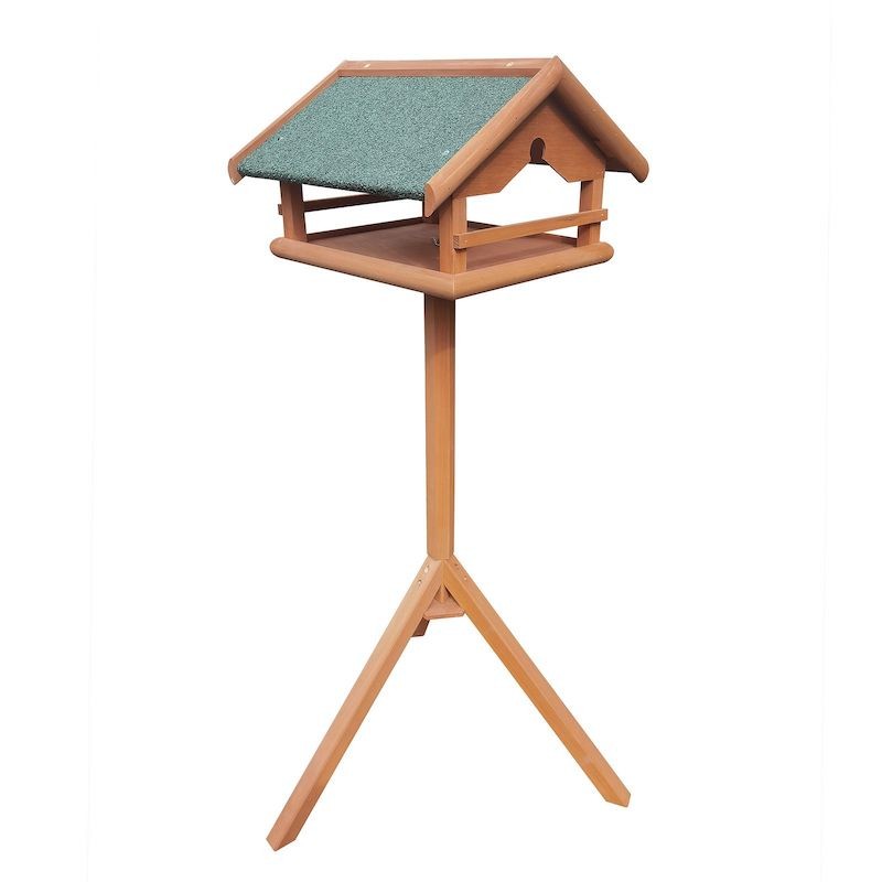 Abri en sapin avec mangeoire sur pied pour oiseaux sauvages - Hauteur de 119 cm