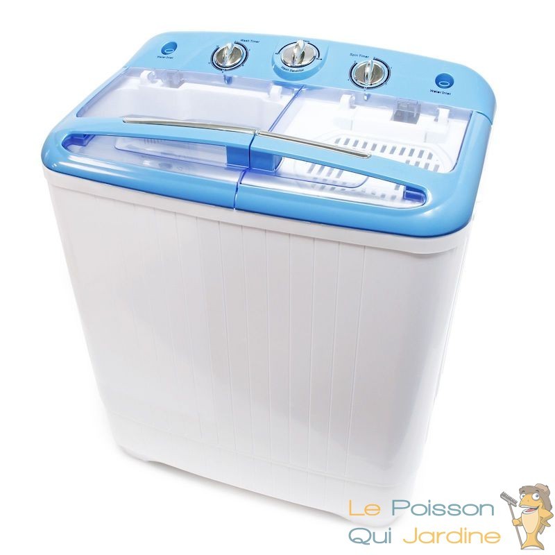 Lave-linge, doté d'une essoreuse, idéal pour le camping, capacité de lavage  : 3 kg, petit et pratique, avec poignée de transport [Classe énergétique B]