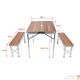 Ensemble de table pliante et bancs en aluminium pour le camping - Dimensions : 90x66x70 cm avec finition en bois