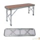 Ensemble de table pliante et bancs en aluminium pour le camping - Dimensions : 90x66x70 cm avec finition en bois