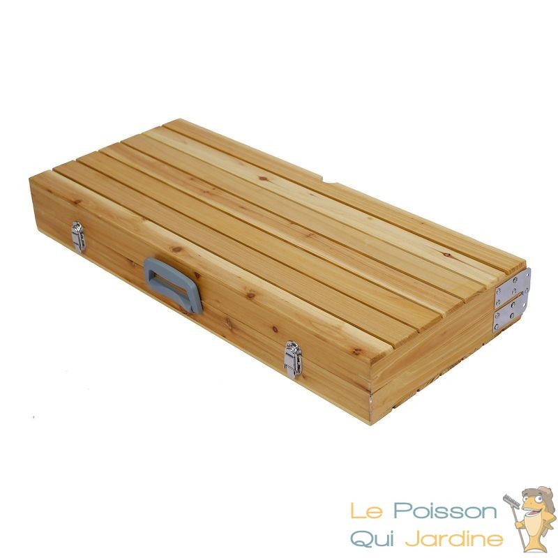 Ensemble Table de Camping avec 4 Chaises Pliantes en Bois et Aluminium,  Dimensions 85x72x66cm - Le Poisson Qui Jardine