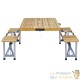 Ensemble Table de Camping avec 4 Chaises Pliantes en Bois et Aluminium, Dimensions 85x72x66cm