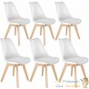 Ensemble de 6 Chaises de Salle à Manger blanches, Élégance Scandinave avec Pieds en Bois Massif, Design Moderne