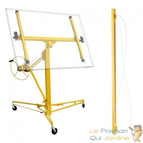 Kit de levage XXL jaune avec extension de 140 cm pour panneaux et plaques de plâtre