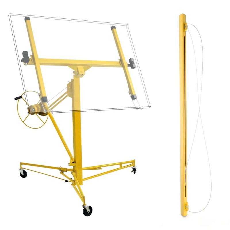 Kit de levage XXL jaune avec extension de 140 cm pour panneaux et plaques de plâtre