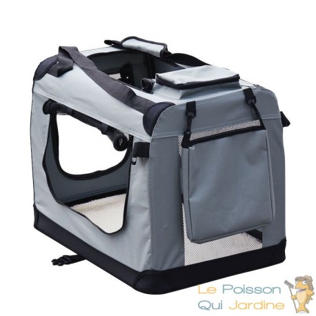 Sac de transport pliable pour chiens 90x63x63cm Gris