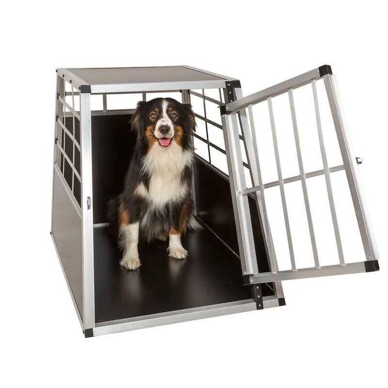 Cage grande de transport solide en métal et bois Arrière droit pour chiens